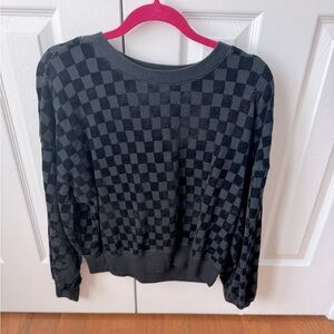 Paige Checker Crewneck - Velvet - Small - Black